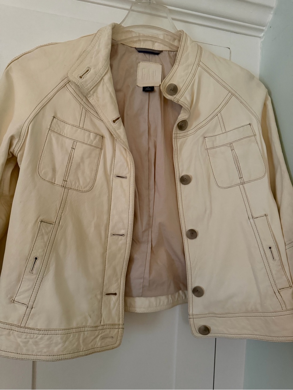 GAP women’s Cream Leather Jacket